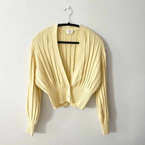 ✨ NWOT Butter Yellow Plunge Front Cardigan | Aritzia - Picture 3 of 6